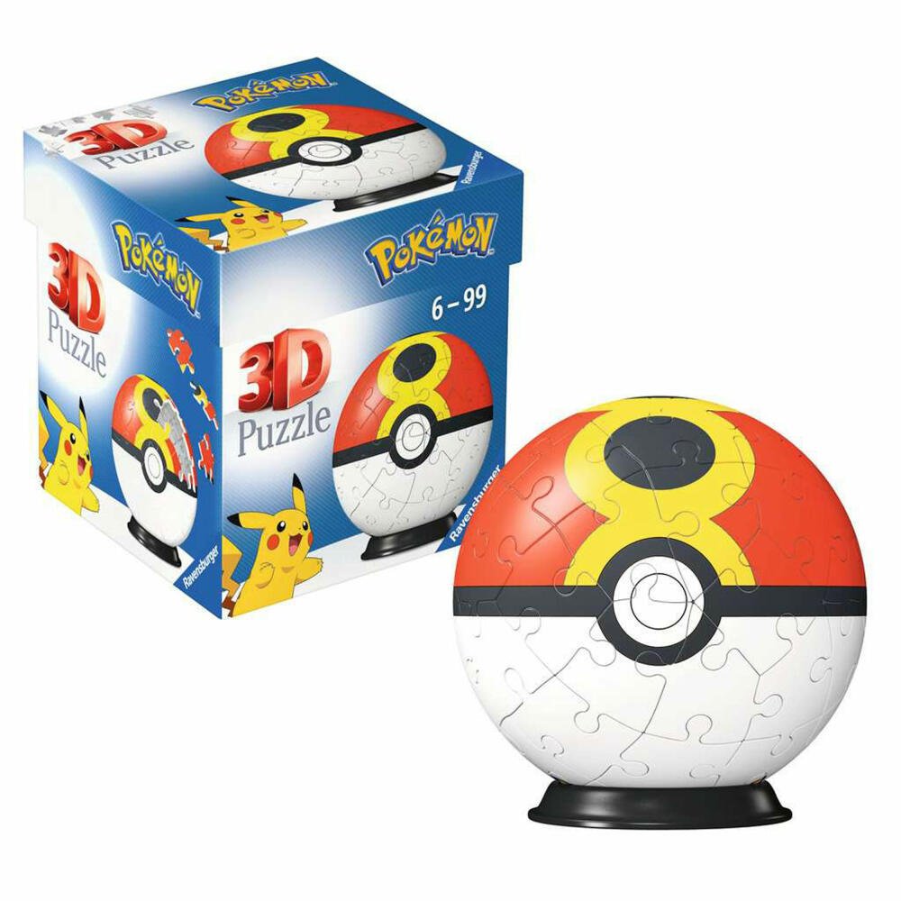 Ravensburger 3D Puzzles Puzzle-Ball Pokemon Wiederball, Puzzleball, 54 Teile, ab 6 Jahren, 11628