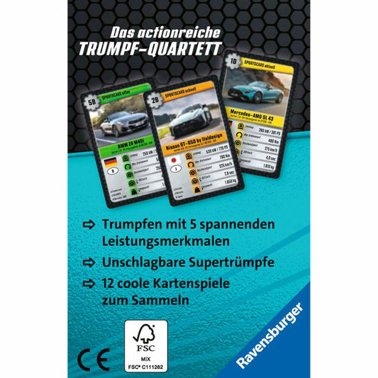 Ravensburger Supertrumpf Sport-Cars, Kartenspiel, Trumpf, Trumpfspiel, ab 7 Jahren, 20683
