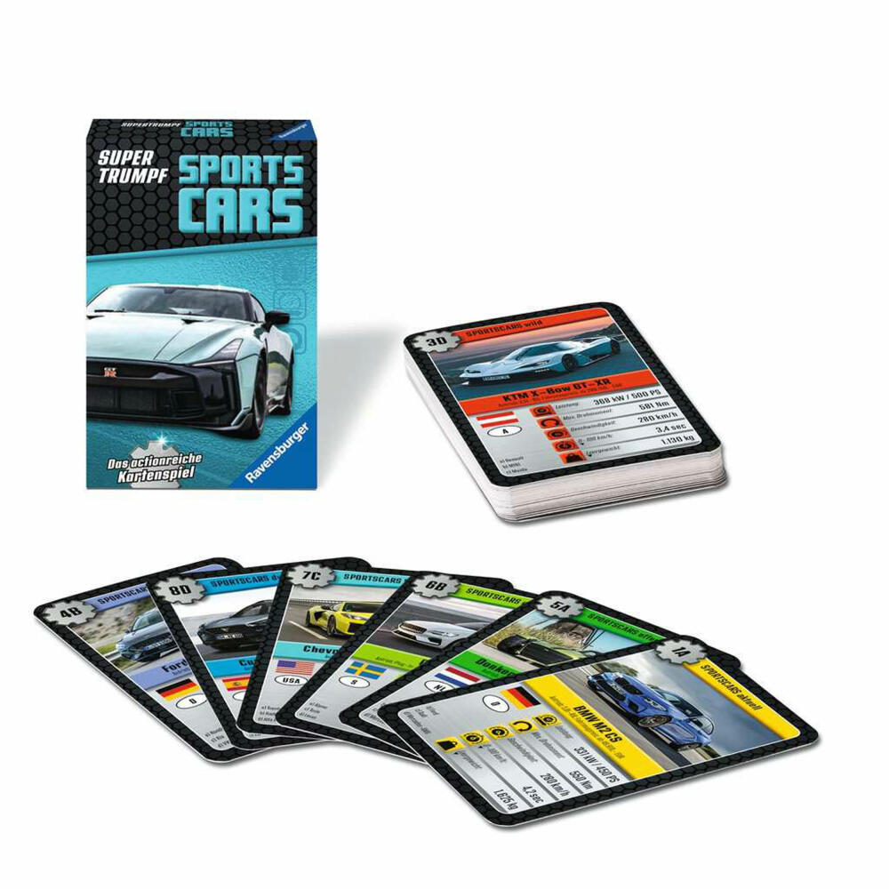 Ravensburger Supertrumpf Sport-Cars, Kartenspiel, Trumpf, Trumpfspiel, ab 7 Jahren, 20683