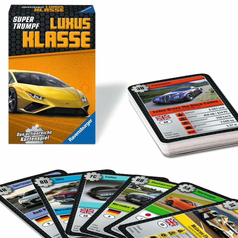 Ravensburger Supertrumpf Luxus Klasse, Kartenspiel, Trumpf, Trumpfspiel, ab 7 Jahren, 20685