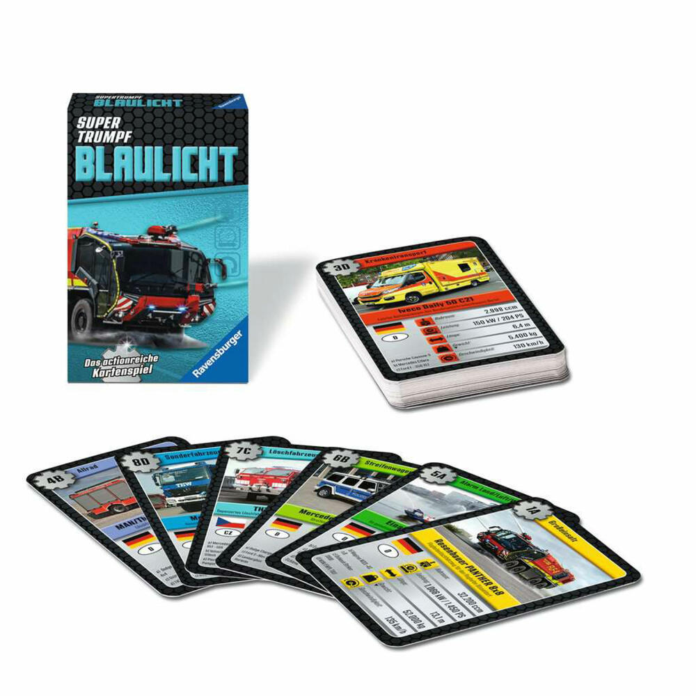 Ravensburger Supertrumpf Blaulicht, Kartenspiel, Trumpf, Trumpfspiel, ab 7 Jahren, 20686