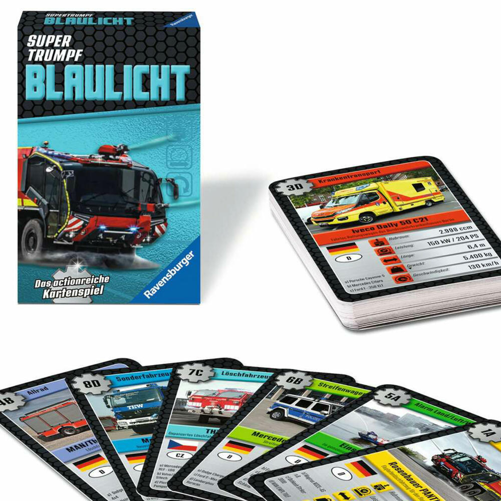 Ravensburger Supertrumpf Blaulicht, Kartenspiel, Trumpf, Trumpfspiel, ab 7 Jahren, 20686