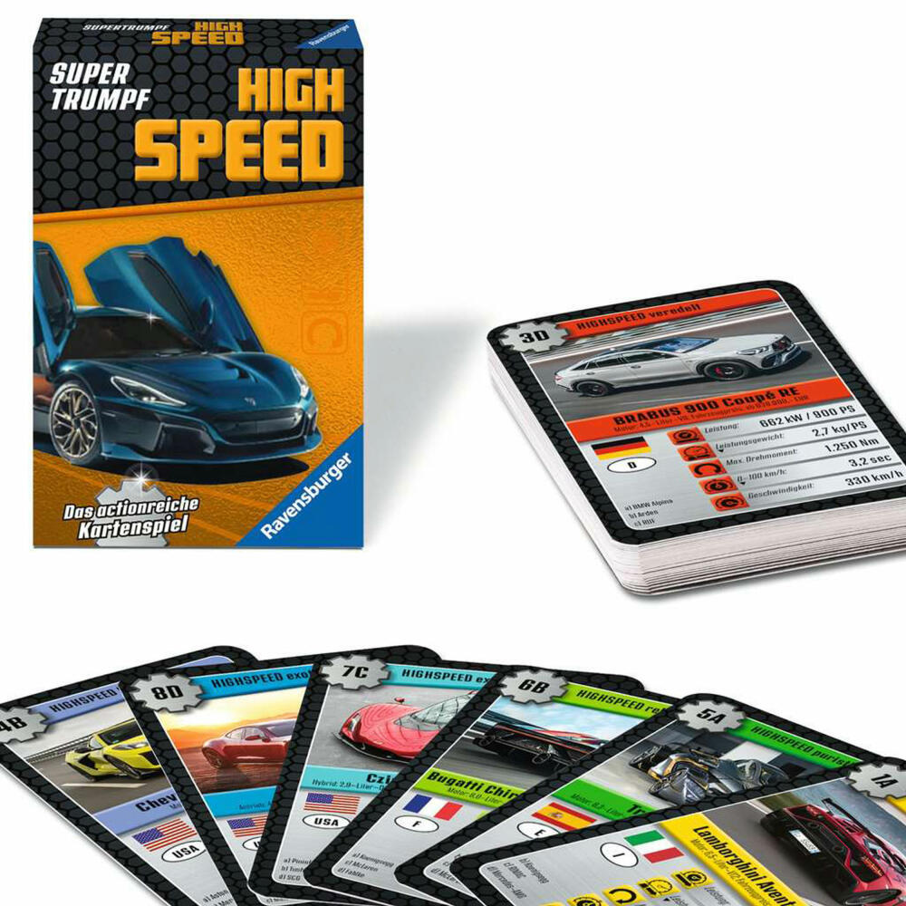 Ravensburger Supertrumpf High Speed, Kartenspiel, Trumpf, Trumpfspiel, ab 7 Jahren, 20687