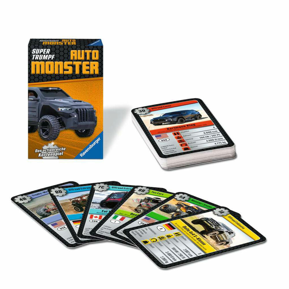 Ravensburger Supertrumpf Auto Monster, Kartenspiel, Trumpf, Trumpfspiel, ab 7 Jahren, 20690