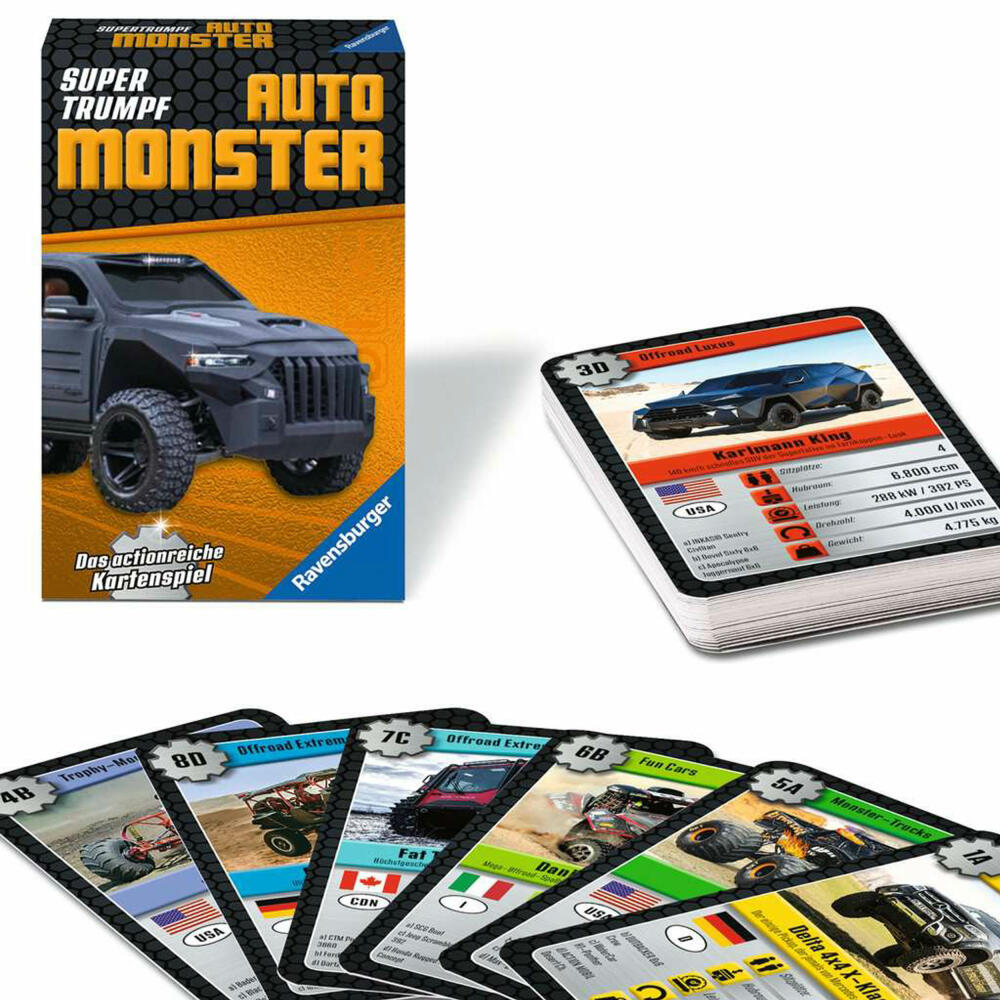 Ravensburger Supertrumpf Auto Monster, Kartenspiel, Trumpf, Trumpfspiel, ab 7 Jahren, 20690