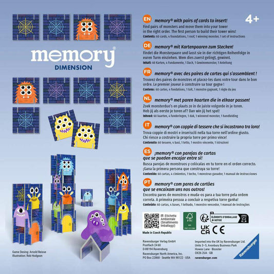 Ravensburger memory Dimension, Merkspiel, Memospiel, Kinderspiel, ab 4 Jahren, 22467