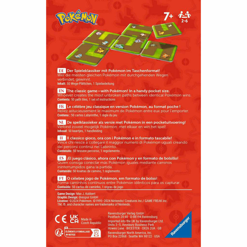 Ravensburger Pokemon: Labyrinth Connect, Das verrückte Labyrinth, Mitbringspiel, Denkspiel, ab 8 Jahren, 22579