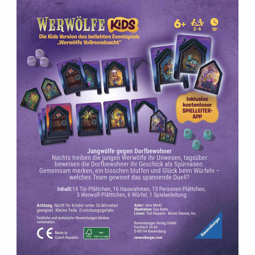 Ravensburger Werwölfe Kids, Kartenspiel, Kinderspiel, ab 6 Jahren, 22692