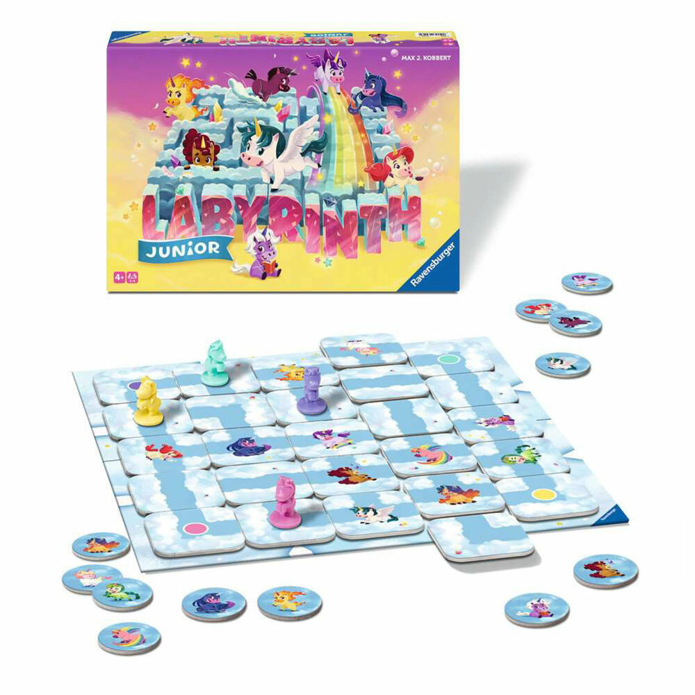 Ravensburger Einhorn Junior Labyrinth, Das verrückte Labyrinth, Brettspiel, Kinderspiel, ab 4 Jahren, 23046