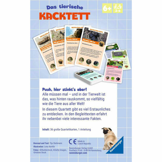 Ravensburger Das tierische Kacktett, Quartett, Kartenspiel, Familienspiel, ab 6 Jahren, 23050