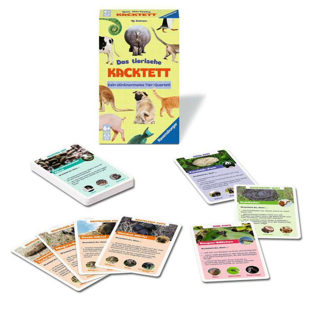 Ravensburger Das tierische Kacktett, Quartett, Kartenspiel, Familienspiel, ab 6 Jahren, 23050