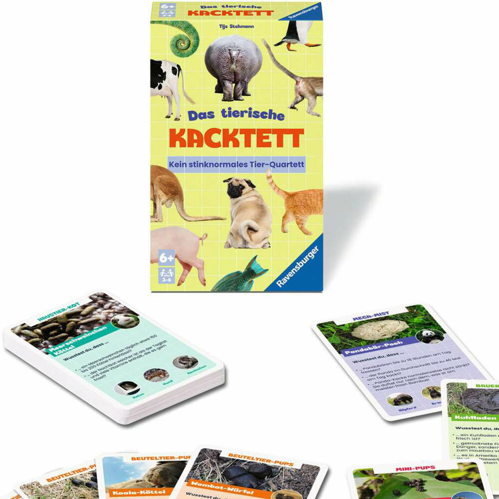 Ravensburger Das tierische Kacktett, Quartett, Kartenspiel, Familienspiel, ab 6 Jahren, 23050