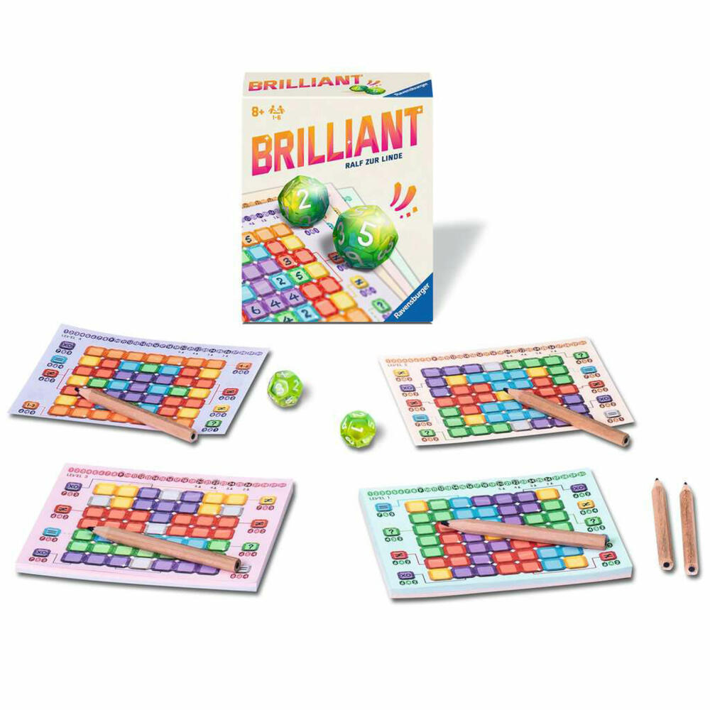 Ravensburger Brilliant, Roll & Write Spiel, Würfelspiel, Familienspiel, ab 8 Jahren, 23491