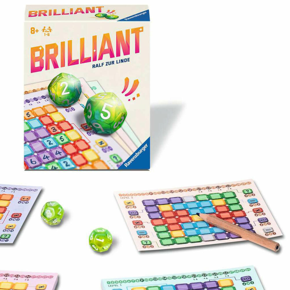 Ravensburger Brilliant, Roll & Write Spiel, Würfelspiel, Familienspiel, ab 8 Jahren, 23491
