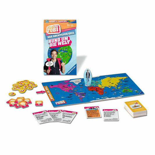 Ravensburger Checker Tobi: Rund um die Welt, Abenteuer-Quiz, Quizspiel, Wissensspiel, ab 7 Jahren, 23492