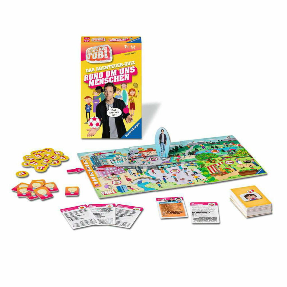Ravensburger Checker Tobi: Rund um uns Menschen, Abenteuer-Quiz, Quizspiel, Wissensspiel, ab 7 Jahren, 23493