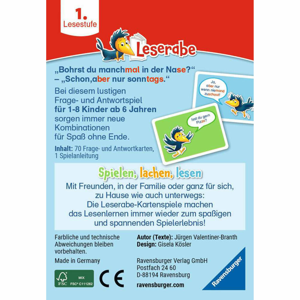 Ravensburger Leserabe Alles lacht! Kartenspiel, Lernspiel, Kinderspiel, ab 6 Jahren, 23496