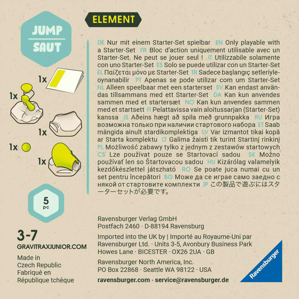 Ravensburger GraviTrax Element Jump, Erweiterung, Zubehör, Kugelbahn, 23749