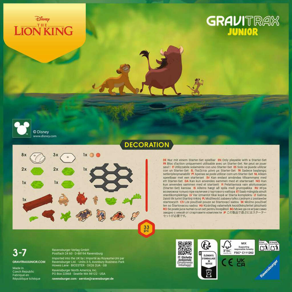 Ravensburger GraviTrax Junior Extension Disney Der König der Löwen, Erweiterung, Zubehör, Kugelbahn, 23862