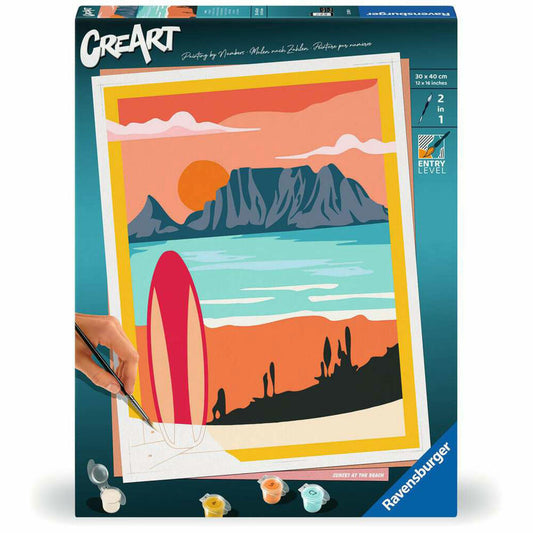 Ravensburger CreArt Sonnenuntergang am Strand, Malen nach Zahlen, Malset, 23898