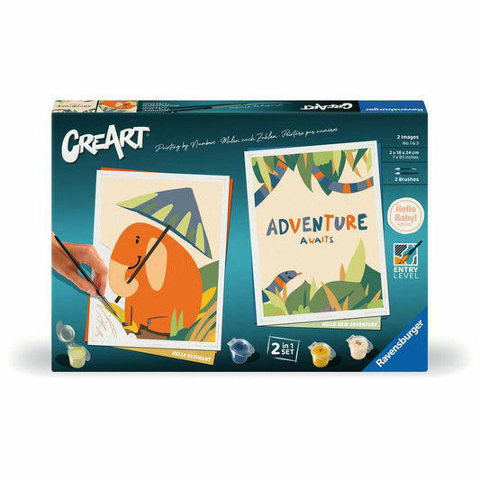 Ravensburger CreArt Baby Safari Set, Malen nach Zahlen, Malset, 23905