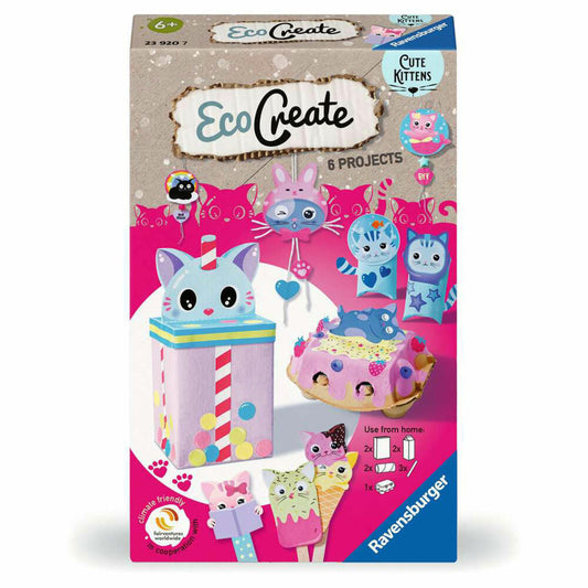 Ravensburger EcoCreate Niedliche Kätzchen, Bastelset, Kreativset, ab 6 Jahren, 23920