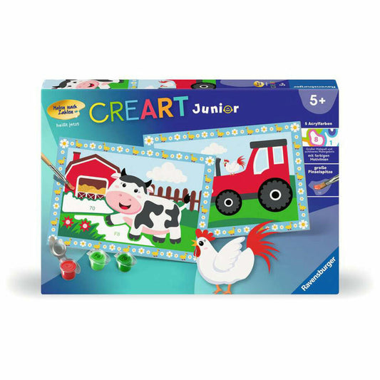 Ravensburger CreArt Auf dem Bauernhof, Malen nach Zahlen, Mal-Set für Kinder, ab 5 Jahren, 23947