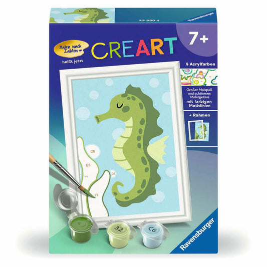 Ravensburger CreArt Fröhliches Seepferdchen, Malen nach Zahlen, Mal-Set für Kinder, ab 7 Jahren, 23950