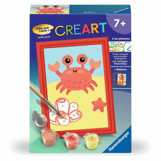 Ravensburger CreArt Fröhliche Krabbe, Malen nach Zahlen, Mal-Set für Kinder, ab 7 Jahren, 23951