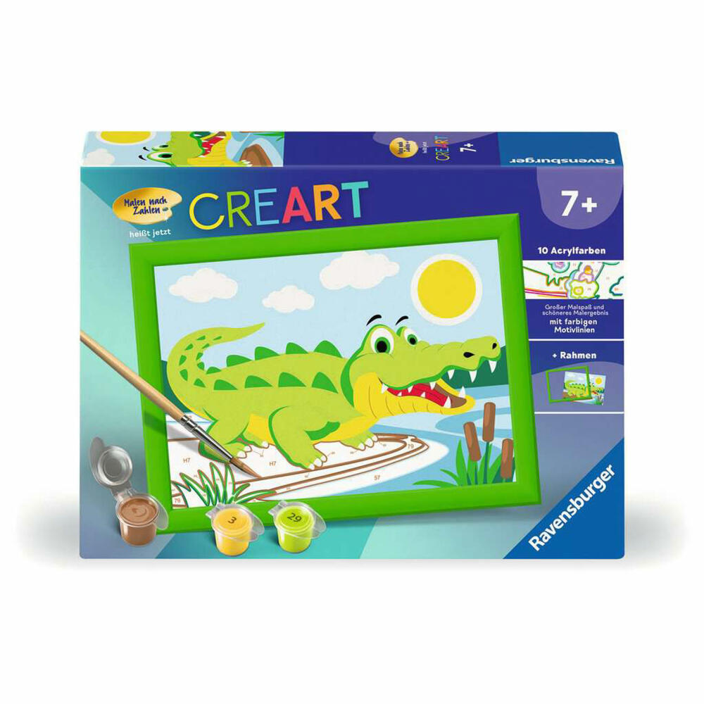 Ravensburger CreArt Krokodil an Land, Malen nach Zahlen, Mal-Set für Kinder, ab 7 Jahren, 23953