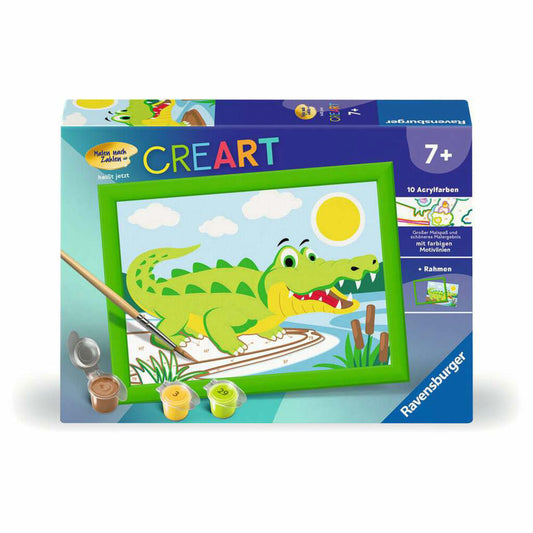 Ravensburger CreArt Krokodil an Land, Malen nach Zahlen, Mal-Set für Kinder, ab 7 Jahren, 23953