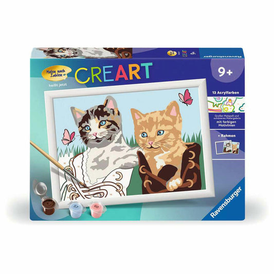 Ravensburger CreArt Kätzchen in Stiefeln, Malen nach Zahlen, Mal-Set für Kinder, ab 9 Jahren, 23955