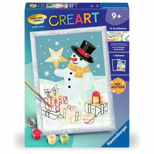 Ravensburger CreArt Bezaubernder Schneemann, Malen nach Zahlen, Mal-Set für Kinder, ab 9 Jahren, 23956