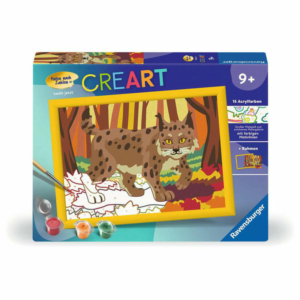 Ravensburger CreArt Luchs im Herbstwald, Malen nach Zahlen, Mal-Set für Kinder, ab 9 Jahren, 23958