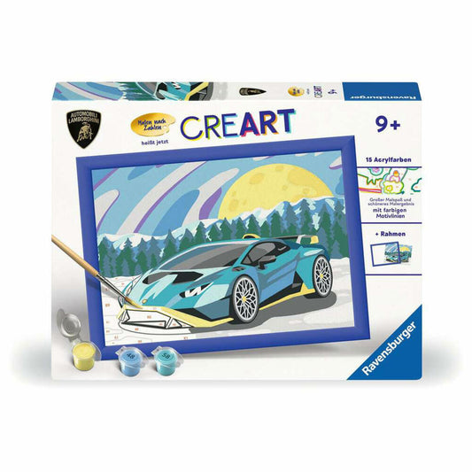 Ravensburger CreArt Blauer Lamborghini, Malen nach Zahlen, Mal-Set für Kinder, ab 9 Jahren, 23959
