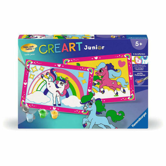 Ravensburger CreArt Zauberponys mit Regenbogen, Malen nach Zahlen, Mal-Set für Kinder, ab 5 Jahren, 23983