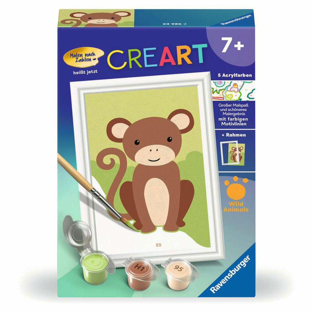 Ravensburger CreArt Kleiner Affe, Malen nach Zahlen, Mal-Set für Kinder, ab 7 Jahren, 23986