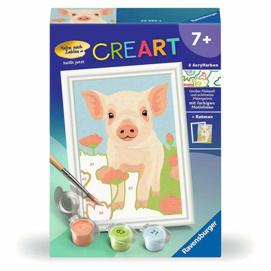 Ravensburger CreArt Süßes Hausschwein, Malen nach Zahlen, Mal-Set für Kinder, ab 7 Jahren, 23989