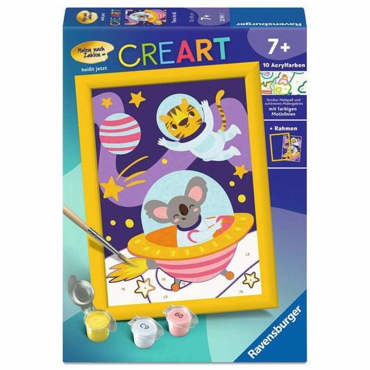 Ravensburger CreArt Tiere im All, Malen nach Zahlen, Mal-Set für Kinder, ab 7 Jahren, 23991