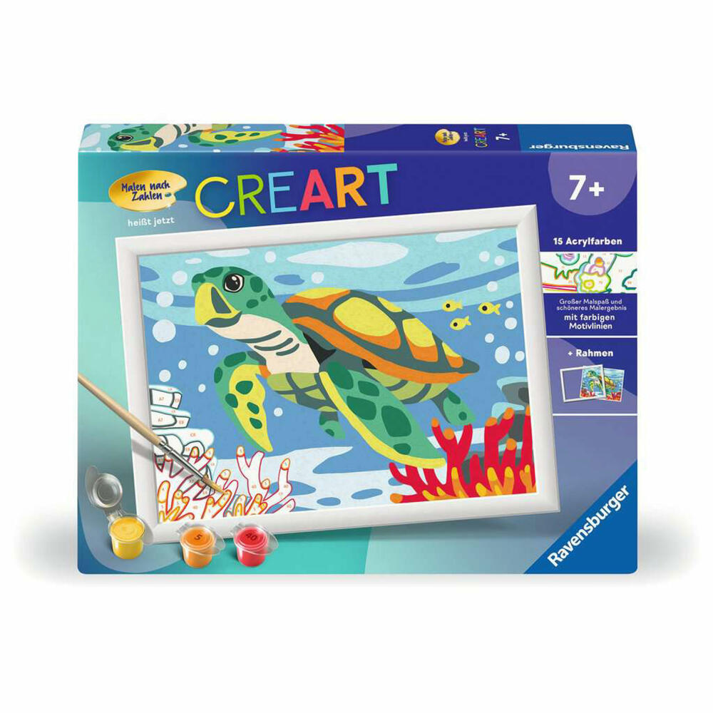 Ravensburger CreArt Meeresschildkröte, Malen nach Zahlen, Mal-Set für Kinder, ab 7 Jahren, 23993