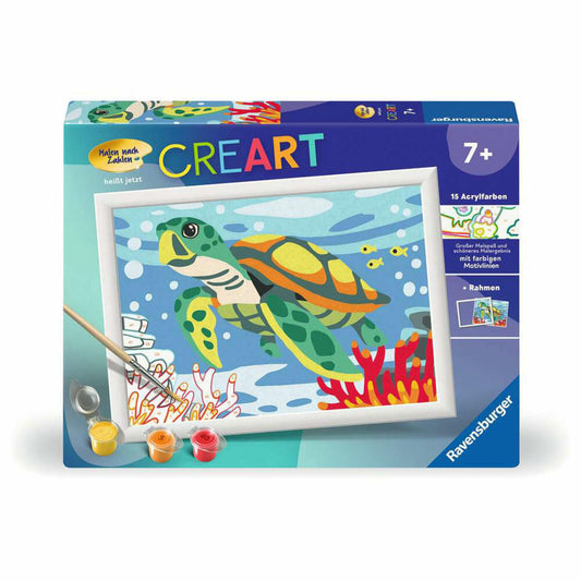 Ravensburger CreArt Meeresschildkröte, Malen nach Zahlen, Mal-Set für Kinder, ab 7 Jahren, 23993