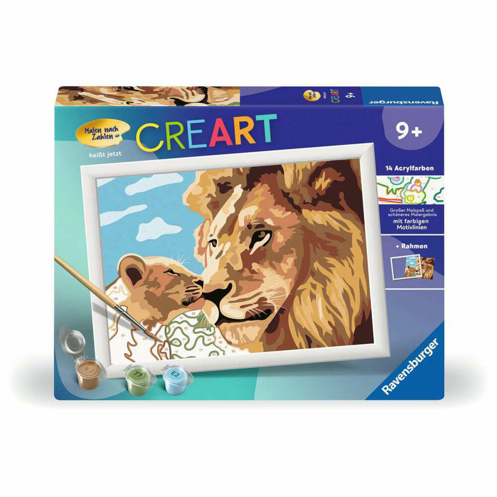 Ravensburger CreArt Löwe mit Baby, Malen nach Zahlen, Mal-Set für Kinder, ab 9 Jahren, 23995