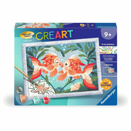 Ravensburger CreArt Verliebte Fische, Malen nach Zahlen, Mal-Set für Kinder, ab 9 Jahren, 23998