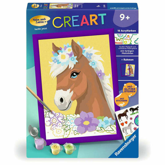 Ravensburger CreArt Pferd mit Blumen, Malen nach Zahlen, Mal-Set für Kinder, ab 9 Jahren, 23999