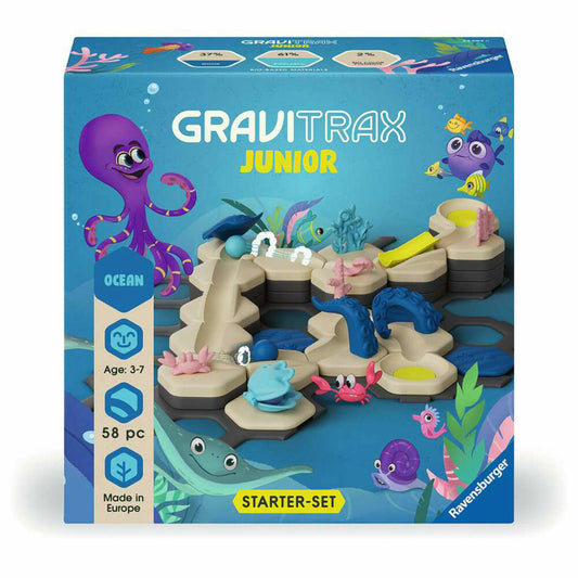 Ravensburger GraviTrax Junior Starter-Set S Ocean, Kugelbahn, Interaktives Kugelbahnsystem, ab 3 Jahren, 24584