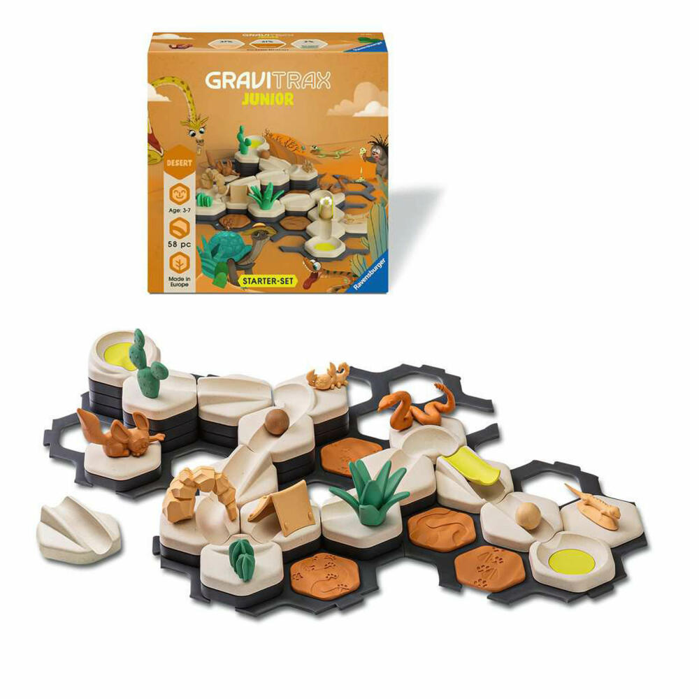 Ravensburger GraviTrax Junior Starter-Set S Desert, Kugelbahn, Interaktives Kugelbahnsystem, ab 3 Jahren, 24585