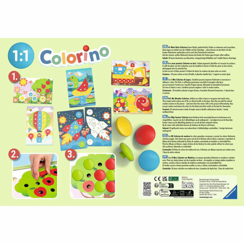 Ravensburger Mein Holz-Colorino, Steckspiel, Farblernspiel, Kinderspiel, ab 2 Jahren, 24591