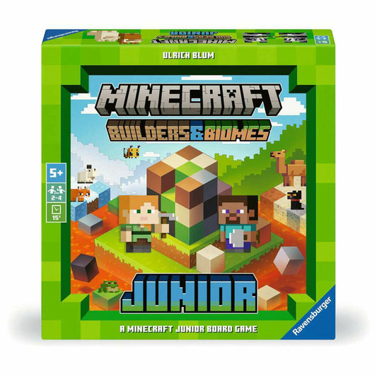 Ravensburger Minecraft Builders & Biomes Junior, Kinderspiel, Geschicklichkeitsspiel, ab 5 Jahren, 24615