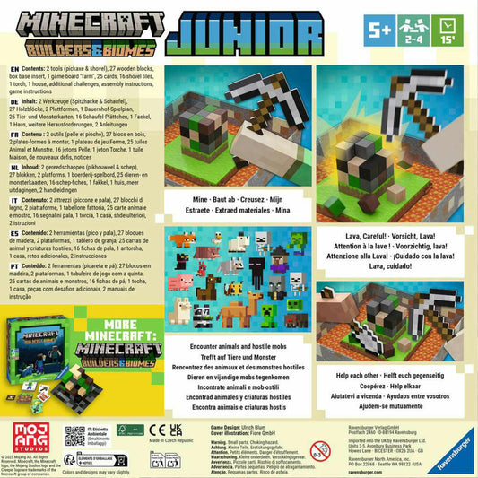 Ravensburger Minecraft Builders & Biomes Junior, Kinderspiel, Geschicklichkeitsspiel, ab 5 Jahren, 24615