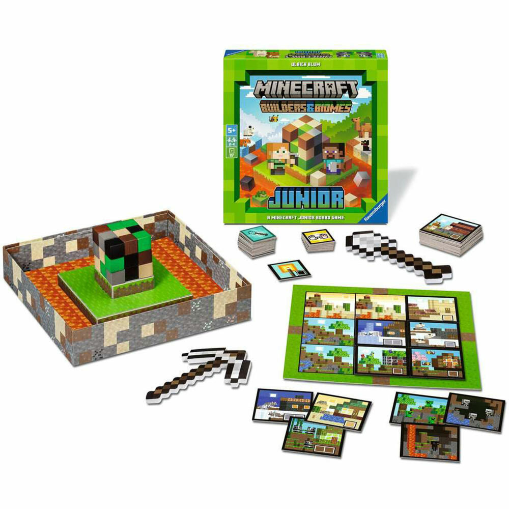 Ravensburger Minecraft Builders & Biomes Junior, Kinderspiel, Geschicklichkeitsspiel, ab 5 Jahren, 24615